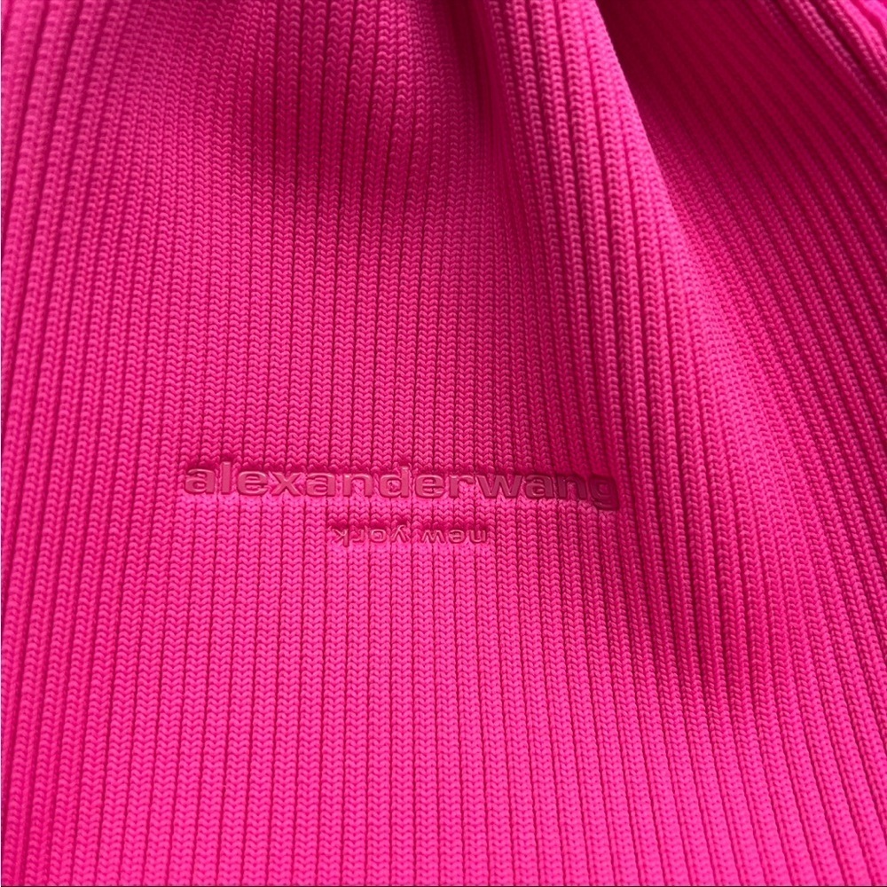 NEW! Alexander Wang Neon Bubblegum Pink Ryan Small Ribbed Knit Bag Satchel FWRD - Picture 2 of 12